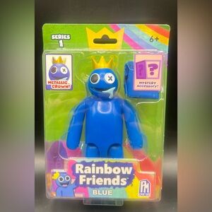 Rainbow Friends Blue Toy w/Metallic Crown- New in box, adhesive‎ on front panel